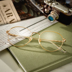 Ian Gold Frame Glasses with Round Frame Online | ZEELOOL