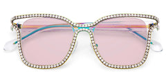 Half Rim Square Glasses With Decorated Shiny Diamonds