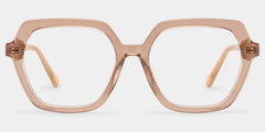 Devon Geometric Clear Beige Glasses with Sparkling Grey Orange Frame| ZEELOOL