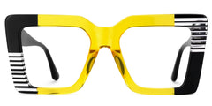 Shamika Large Black and Yellow Eyeglasses with Rectangle Frames | Zeelool