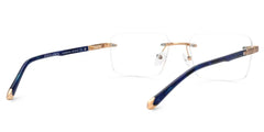 Blue Mixed-Materials Rectangle Eyeglasses- Savitrie