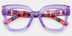 Malcolm Large Clear Purple Glasses with Colorful Plaid Arms | Zeelool