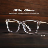 Selena Rectangle Clear White Glasses Bling Frames | ZEELOOL