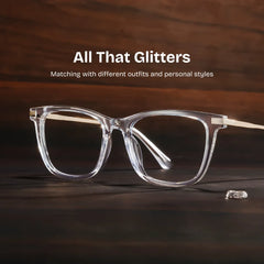 Selena Rectangle Clear White Glasses Bling Frames | ZEELOOL