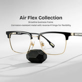 Audrey Black Eyeglasses with Gold Trim in Browline Shape | ZEELOOL