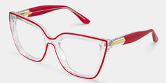 Mirta Square Glasses with Clear Frame and Red Edge
