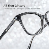 Finnian Square Black Glitter Glasses Frames for Women | ZEELOOL