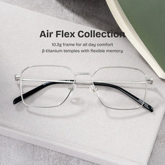 Leah Silver Eyeglass Frames for Men in Metal Material | ZEELOOL