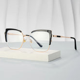 Black Thin Frame Glasses With Metal Material