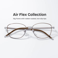 Nicole Brown Metal Glasses in Wide Rectangle Frames | ZEELOOL