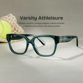 Blake Green Square Glasses | Nostalgic Varsity Frame
