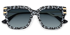 Square Cat-Eye Glasses With Gray Leopard
