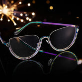 Half Frame Cat Eye Glasses With Shiny Diamonds