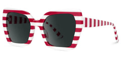 Pavia Butterfly Red Striped Frame Sunglasses for Women