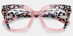 Malcolm Pink Leopard Print Square Frame Glasses for Women