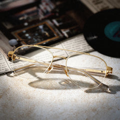 Emily Light Gold Frame Glasses with Aviator Frame Online | ZEELOOL