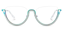 Half Frame Cat Eye Glasses With Shiny Diamonds