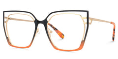 Quinn Black Orange Geometric Designer Metal Glasses Frames on Sale