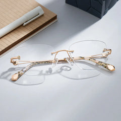 Rectangle Rose Gold Eyeglasses- Seth Metal Frame Glasses