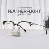 Oversized Browline Glasses With Black and Matte Gold Color