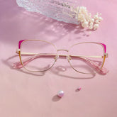 Tessa Pink Gold Frame Glasses with Cat eye Frame Online | ZEELOOL