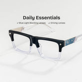 Trent Eyeglasses in Rectangle Black Clear Frame | Zeelool