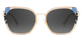 Beige Metal Frame Glasses With Wide Size For Women