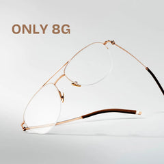 Grayson Half Rim Aviator Eyeglasses in Gold Wide Frames | ZEELOOL