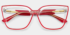 Mirta Square Glasses with Clear Frame and Red Edge