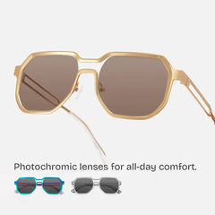 Men's Geometric Sunglasses in Metal Color