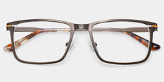 Rectangle Brown Eyeglasses- Roxana Metal Frame Glasses