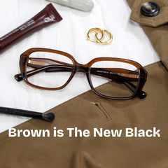 Rowan Orange Brown Rectangle Glasses for Women | ZEELOOL