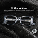Leona Rectangle Clear Glitter Eyeglasses for Women | ZEELOOL
