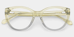 Kiera Cat-eye Pastel Green Glasses Frames in Clear Gradient Glitter