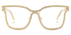 Half Rim Square Glasses With Decorated Shiny Diamonds