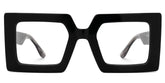 Tiffaney Black Square Glasses with Black Denim Temples