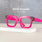 Square Pink Tortoise Eyeglasses- Sarah Acetate Frame Glasses