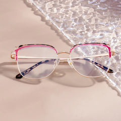 Samson Pink Square Glasses With Tortoiseshell Color-Block Design