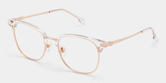Oversized Browline Glasses With Clear and Rose Gold Color