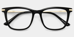 Selena Rectangle Black and Gold Frame Glasses | ZEELOOL