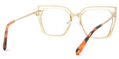 Quinn Black Orange Geometric Designer Metal Glasses Frames on Sale