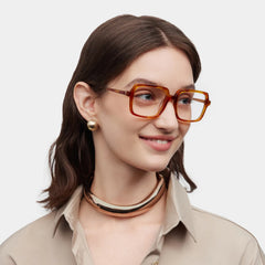Beatrice Rectangle Yellow Frame Eyeglasses for Women| ZEELOOL