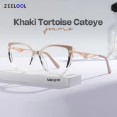 Cateye Shape Blue Light Blocking Glasses with Three Color Blocking