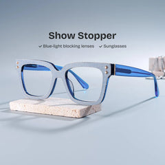 Square Blue Eyeglasses- Luxe Acetate Frame Glasses