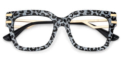 Square Cat-Eye Glasses With Gray Leopard