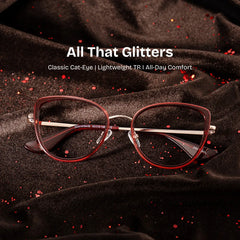 Celine Cat-eye Red Burgundy Eyeglass Frames for Women | ZEELOOL