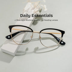 Lacey Black Frame Glasses with Browline Frame Online | ZEELOOL