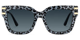 Square Cat-Eye Glasses With Gray Leopard