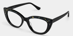 Elora Cat-Eye Black Glitter Glasses Frames with Diamond Chips | ZEELOOL
