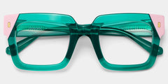 Square Green Pink Eyeglasses- Sarah Acetate Frame Glasses